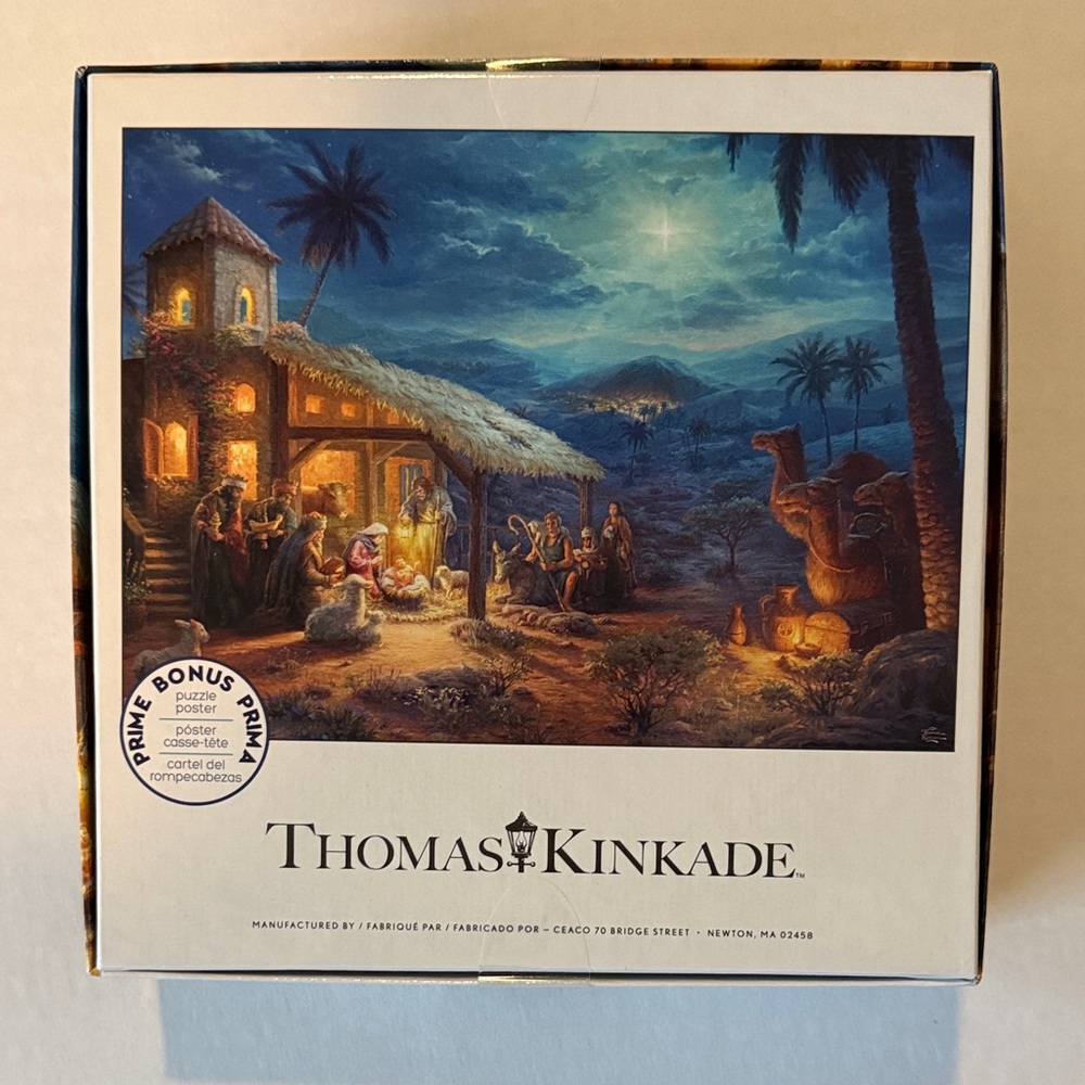 Never Opened - Thomas Kinkade 1000-Piece Puzzle - Blue and Brown Nativity Scene - Picture 2 of 4